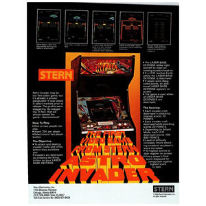 1980 Stern Astro Invader Arcade Game Flyer Vintage Space Shooter